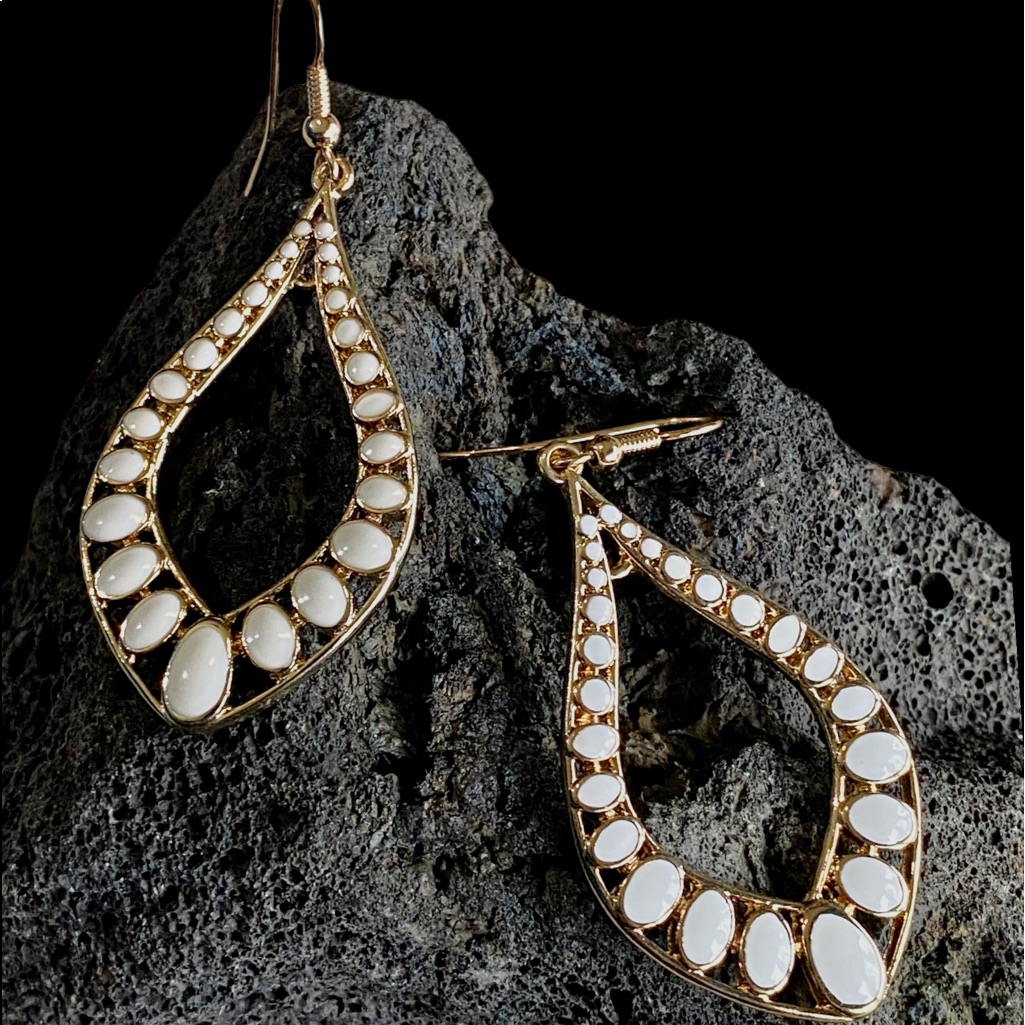 Neutral Enamel Drop Hook Earrings Brand New Jmarie Concepts 125